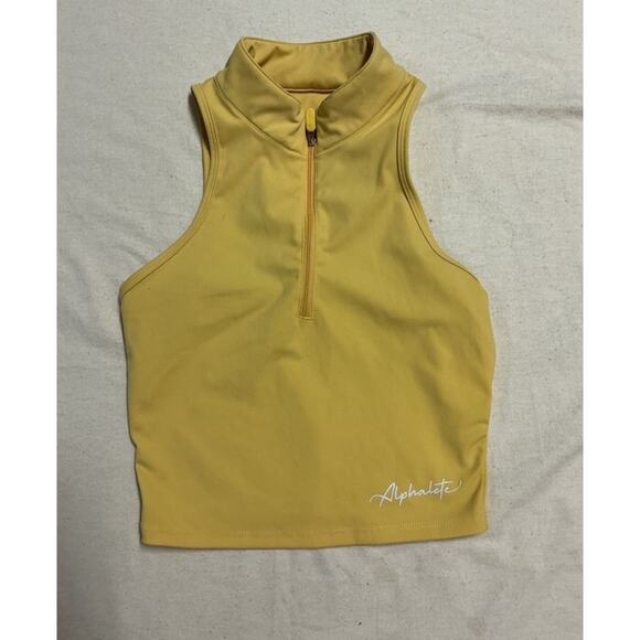 Alphalete Pulse Zip Tank Citrus Yellow Athletic Activewear Top Size Small - Picture 1 of 2